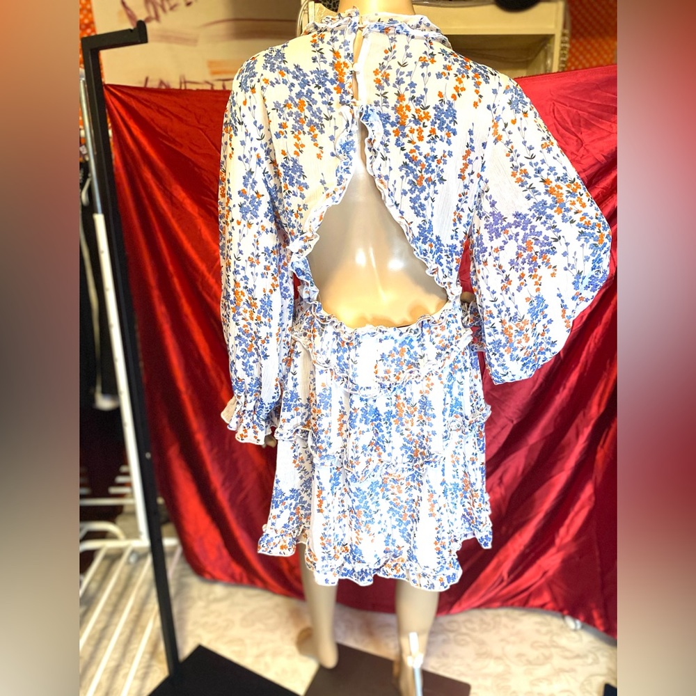 women’s floral cold back shirt dress size XL